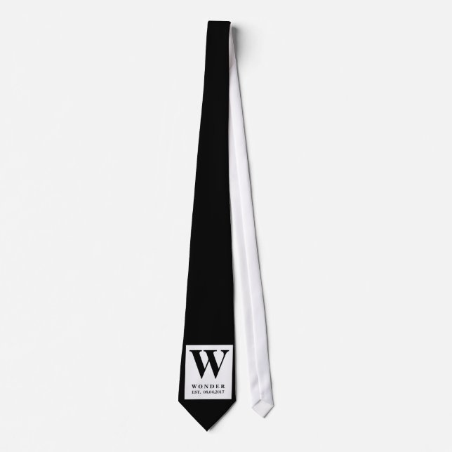Cravate Simple Mariage minimaliste noir clair (Devant)