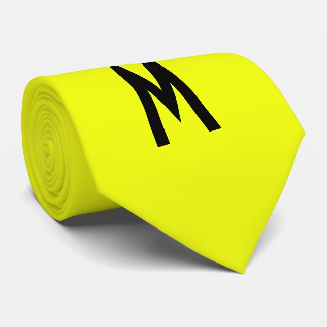 Cravate Simple moderne Neon Fluorescent Jaune (Roulé)
