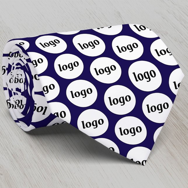Cravate Simple motif de logo d'entreprise bleu marine (Simple logo pattern business promotional navy blue tie)