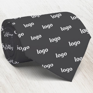 Cravate Simple motif de logo gris charbon foncé pour les e