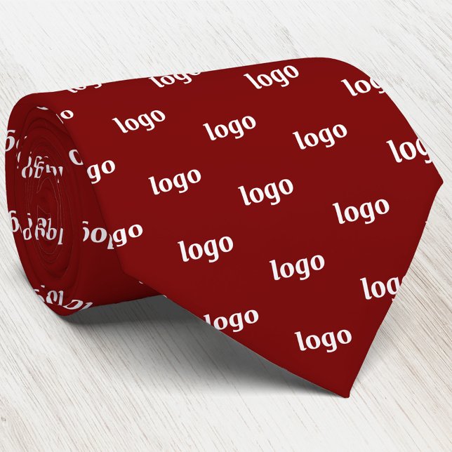Cravate Simple motif de logo Rouge bordeaux foncé Entrepri (Simple logo business branding dark burgundy red promotional staff employee uniform neck tie)