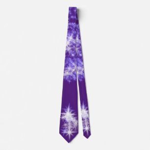 Cravate Simple paillettes violettes scintillantes étoiles