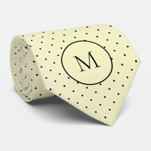 Cravate Simple Pois Jaune Monogramme
