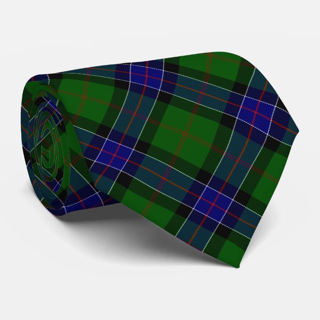 Cravate Sinclair tartan bleu vert plaid (Roulé)