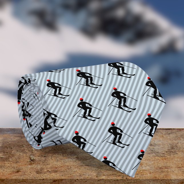 Cravate Skier - Male Ski Snowsport Theme - Striped Novelty (Créateur téléchargé)