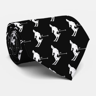 Cravate Skieurs minimalistes Élégants Hiver Noir Blanc