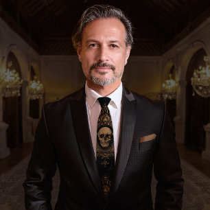 Cravate Skull Pattern   Neck Tie   Black