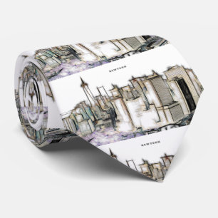 Cravate Skyline Noir Et Blanc New York City Dessin