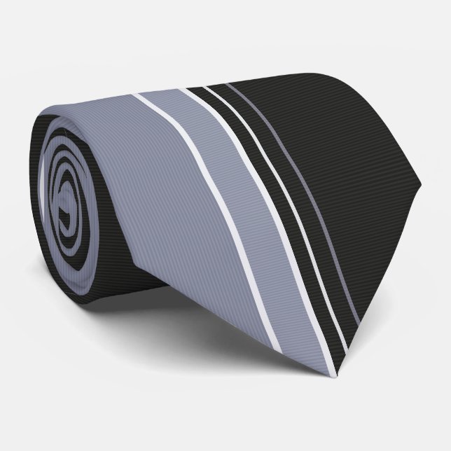 Cravate Slate Gray & Black Pinstriped (Roulé)
