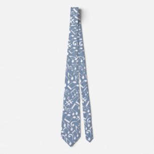 Cravate Smokey Blue avec des notes de musique dansantes