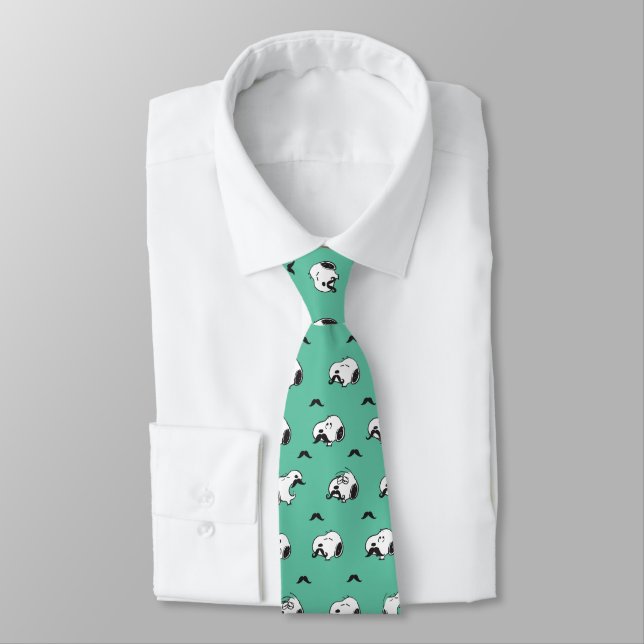 Cravate Snoopy Moustaches et Motif Turquoise (Attaché)