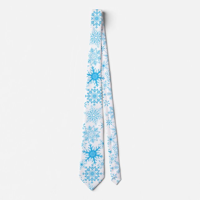 Cravate Snowflake bleu motif (Devant)