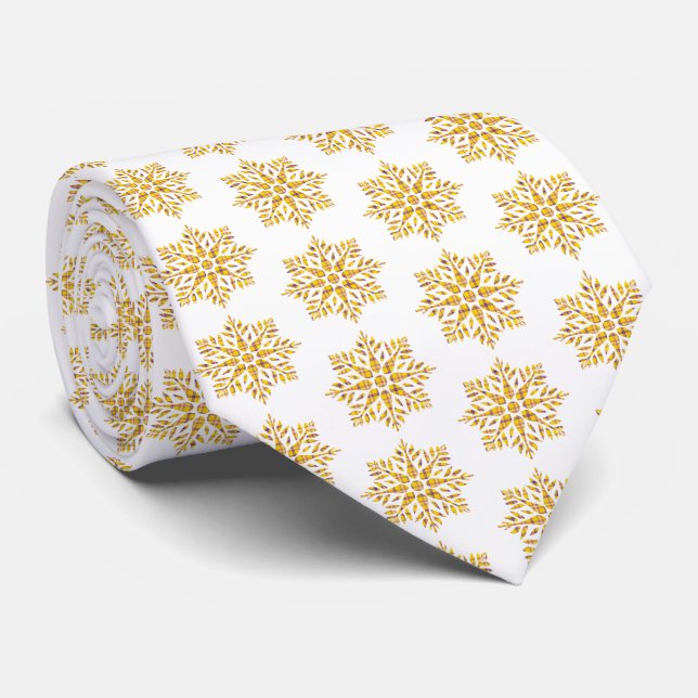 Cravate Snowflake Plaid Pattern Yellow Neck Tie (Roulé)
