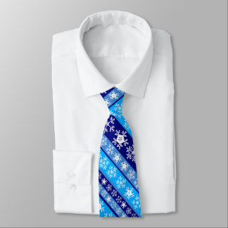 Cravate Snowflake Stripes Bleu