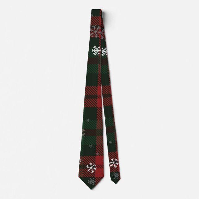 Cravate Snowflakes Plaid Rustic Christmas Holidays (Devant)