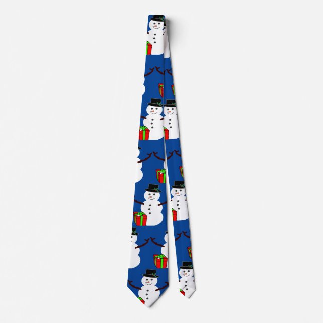 Cravate Snowman avec un cadeau (Devant)