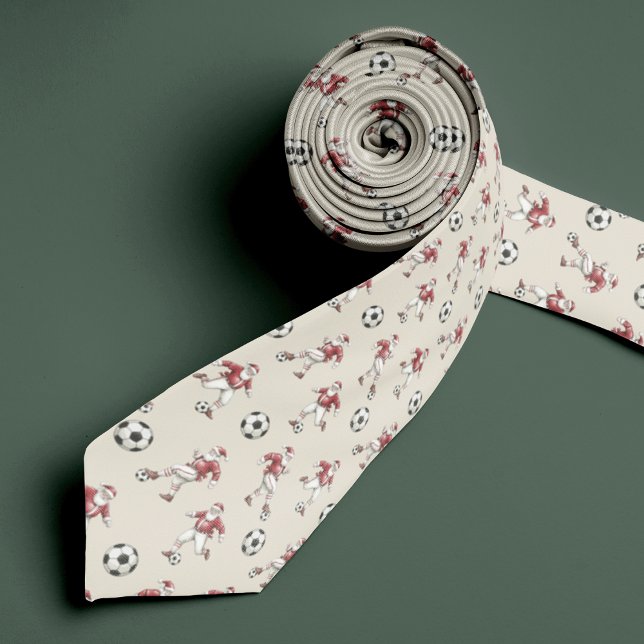 Cravate Soccer Santa Christmas Necktie with Monogram (Créateur téléchargé)