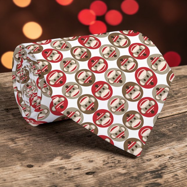 Cravate Sock Monkey Pop Culture Custom Necktie Tie (Créateur téléchargé)
