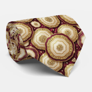 Cravate Soie fausse de luxe Col Burgundy + Gold Geode