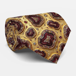 Cravate Soie fausse de luxe Col Burgundy + Gold Geode
