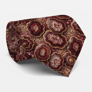 Cravate Soie fausse de luxe Col Burgundy + Gold Geode