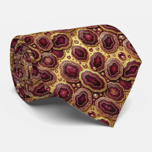 Cravate Soie fausse de luxe Col Burgundy + Gold Geode