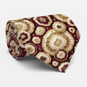 Cravate Soie fausse de luxe Col Burgundy + Gold Geode