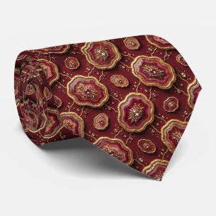 Cravate Soie fausse de luxe Col Burgundy + Gold Geode