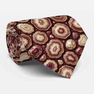 Cravate Soie fausse de luxe Col Burgundy + Gold Geode