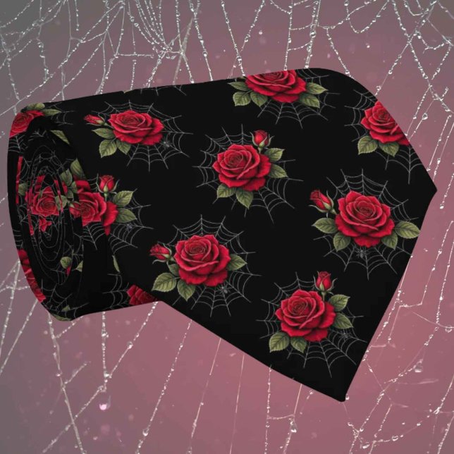 Cravate Soie fausse gothique | Roses et toiles d'araignée  (Créateur téléchargé)