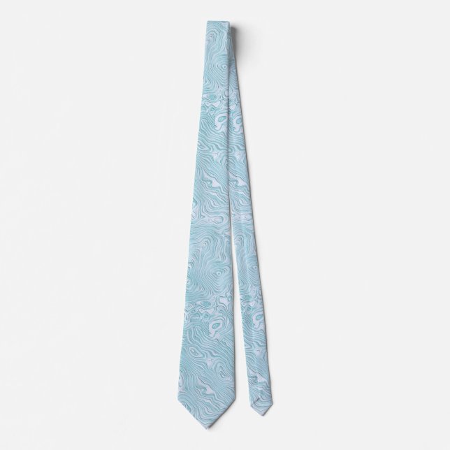 Cravate Soie Moire Petit Motif en Aqua Clair (Devant)