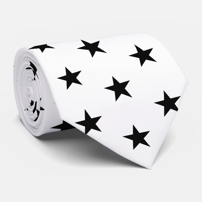 Cravate Soies de course blanches avec Derby d'étoiles noir (Roulé)
