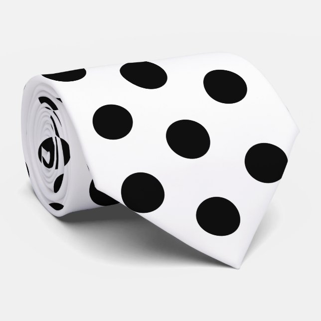 Cravate Soies de course noir et blanc Derby à pois (Roulé)