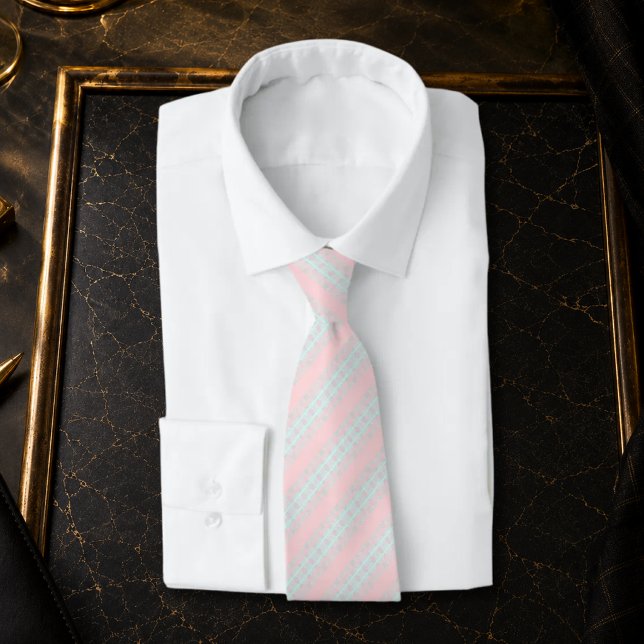 Cravate SORIEL – Tie de mariage rose pastel et menthe (Créateur téléchargé)