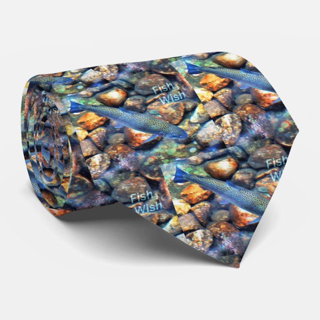 Cravate Souhait de poissons (Roulé)