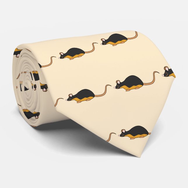 Cravate Souris pour animaux domestiques. Souris Tan Noir (Roulé)