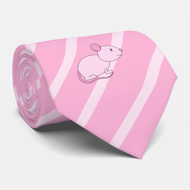 Cravate Souris rose (Roulé)
