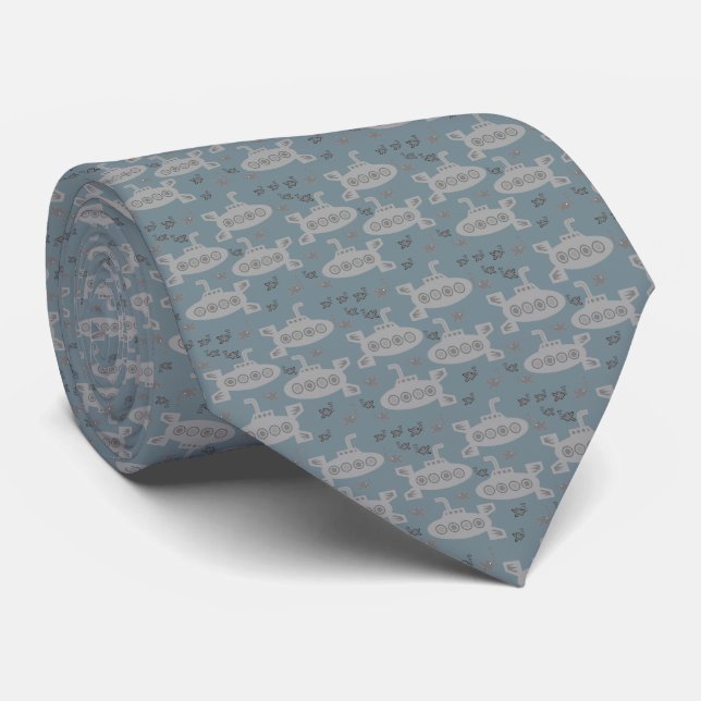 Cravate Sous-marins Jouer Jouet Minuscule bleu gris vert (Roulé)