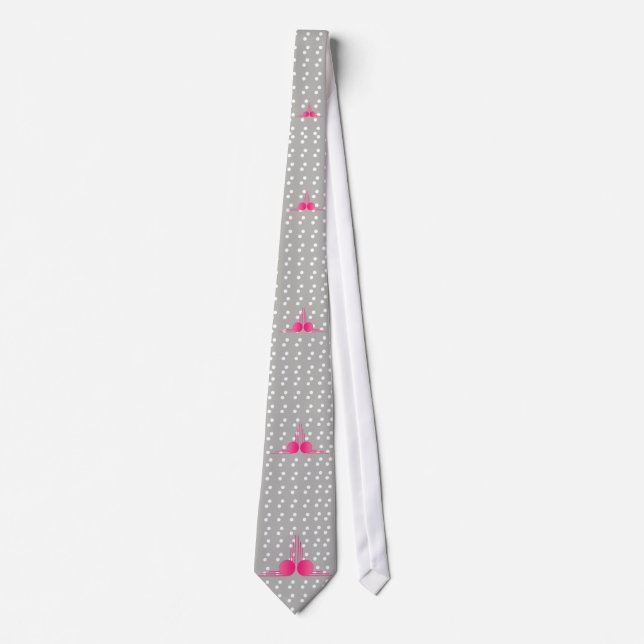 Cravate South Beach Deco (Rose chaud et blanc sur gris) (Devant)