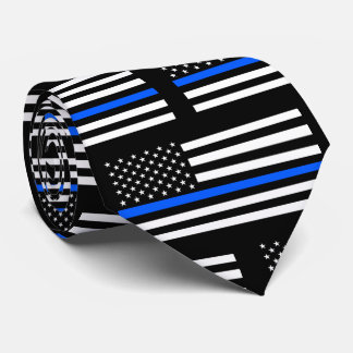 Cravate Soutien Police locale Ligne Bleue Mince