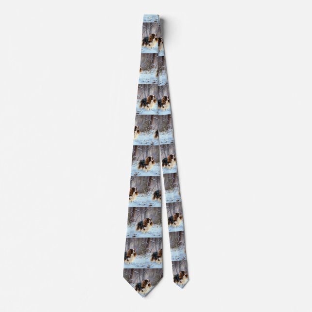 Cravate Spaniel Toy Anglais Laissez Neiger Noël  (Devant)