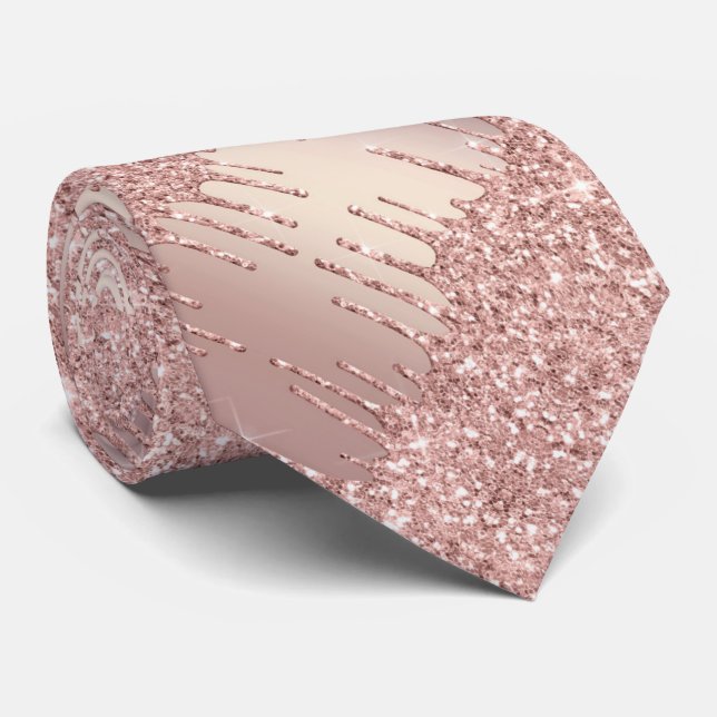 Cravate spécial - Rose Gold Blush Parties scintill (Roulé)