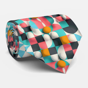 Cravate Sphères 3D colorées et Motif de grille géométrique