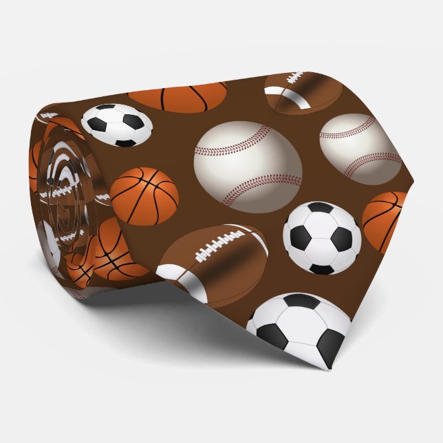 Cravate Sports Balls Football Futbol Black and White Gold (Roulé)