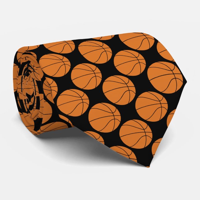 Cravate Sports Orange Basketball Motif nouveauté (Roulé)