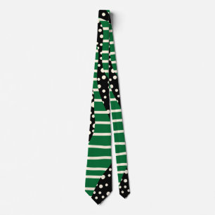 Cravate Spots et bandes 2 - Vert, Crème et Noir