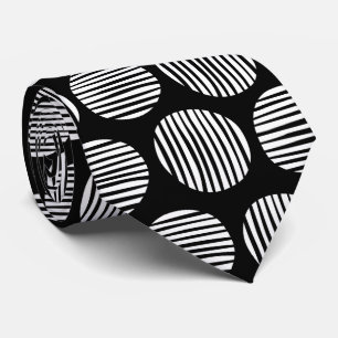 Cravate Spots Lined 190917 - Blanc sur Noir