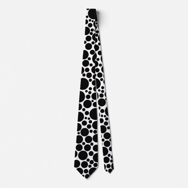 Cravate Spotty - Noir sur Blanc (Devant)
