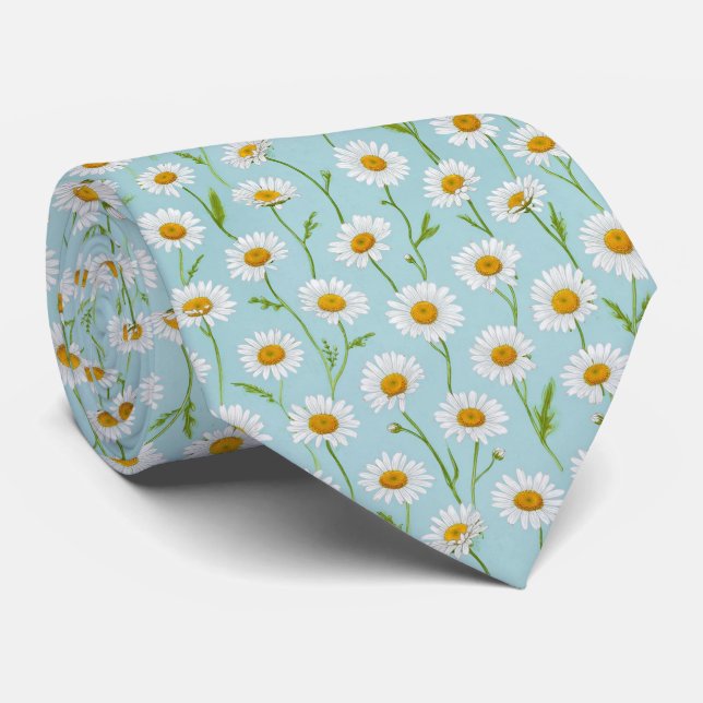 Cravate Spring Daisy Meadow Floral Pattern (Roulé)