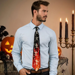 Cravate Squelettes dansants en flammes de feu pour Hallowe